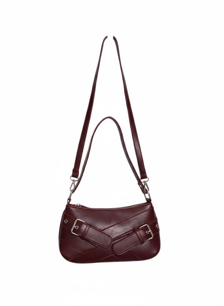 شنطة كروس هاند نسائية متوسطة الحجم من الجلد اللامع بسوستة واحدة، حقيبة كتف أنيقة وعملية للاستخدام اليومي والمشاوير - Image 2